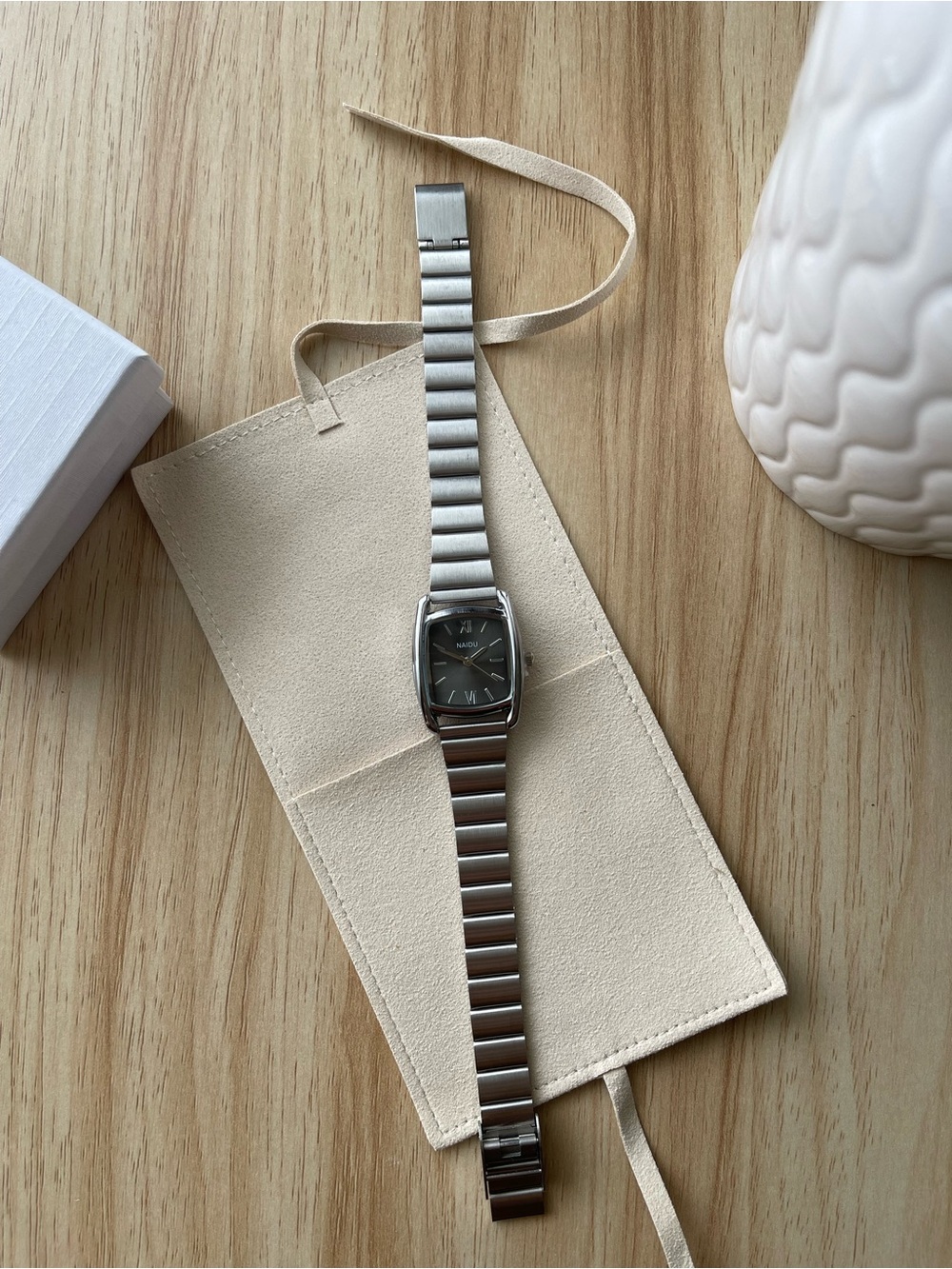 Stainless Steel Rectangular Bracelet Watch - Gray Dial